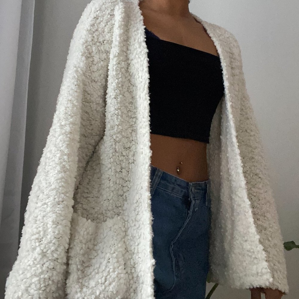 White Fluffy Cardigan